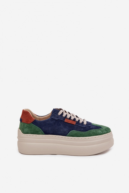 de camurça À modalo de tênis Feminino com uma plataforma Zazoo N1269S3 verde-azul escuro de camurça À modalo de tênis Feminino com uma plataforma Zazoo N1269S3 verde-azul escuro