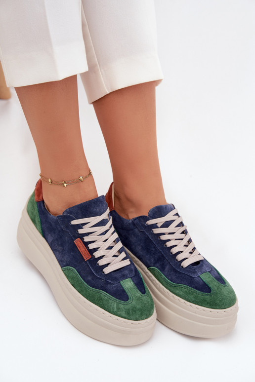 de camurça À modalo de tênis Feminino com uma plataforma Zazoo N1269S3 verde-azul escuro de camurça À modalo de tênis Feminino com uma plataforma Zazoo N1269S3 verde-azul escuro