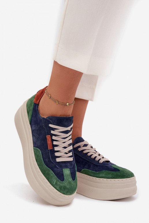 de camurça À modalo de tênis Feminino com uma plataforma Zazoo N1269S3 verde-azul escuro de camurça À modalo de tênis Feminino com uma plataforma Zazoo N1269S3 verde-azul escuro