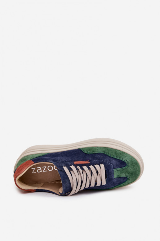 de camurça À modalo de tênis Feminino com uma plataforma Zazoo N1269S3 verde-azul escuro de camurça À modalo de tênis Feminino com uma plataforma Zazoo N1269S3 verde-azul escuro