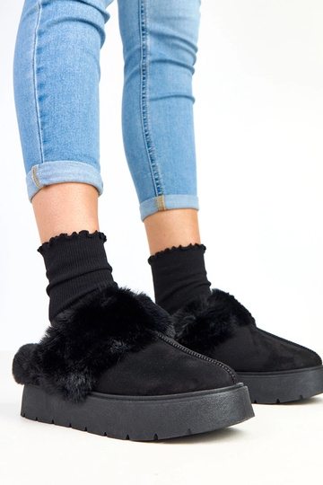 Botas de neve curtos, aquecidos com pele, com borracha Eija