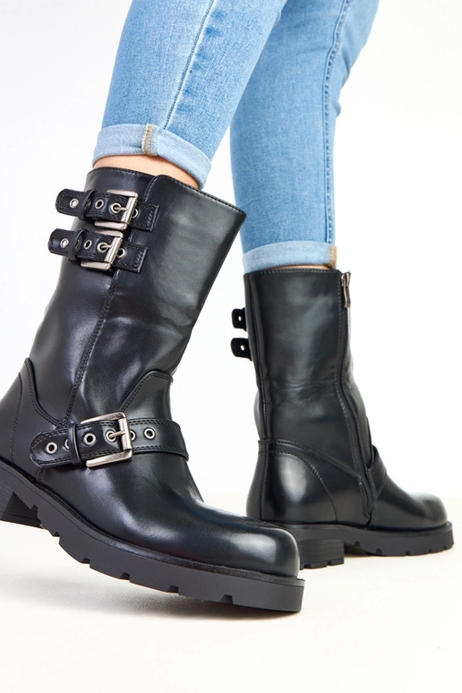 Botas de cano curto pretos com...