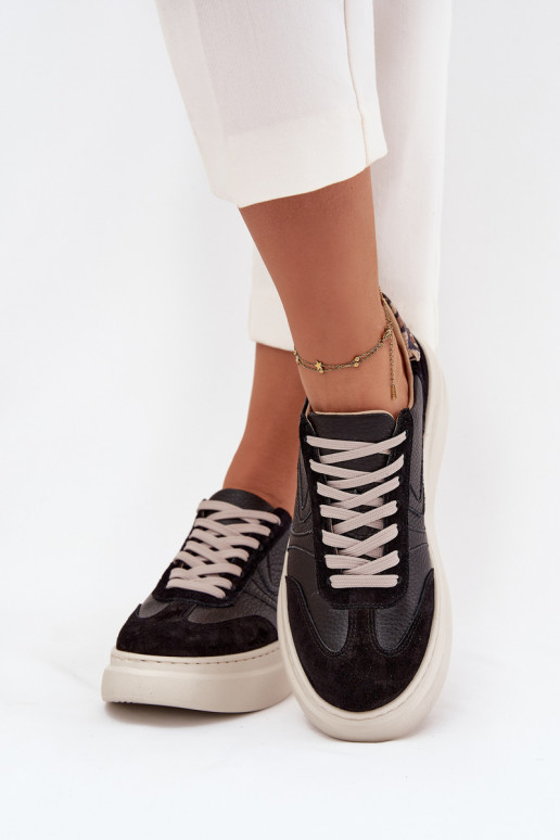 Pele À modalo de tênis Feminino com uma plataforma com padrões de pele de leopardo Zazoo N1263 cor preta Pele À modalo de tênis Feminino com uma plataforma com padrões de pele de leopardo Zazoo N1263 cor preta