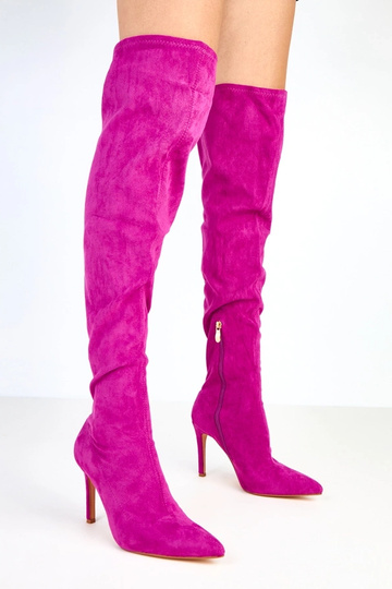 Botas de cano alto roxas de...