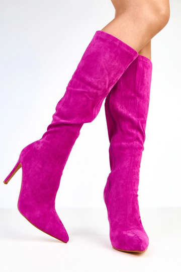 Botas de cano alto roxas de salto alto até o joelho Brooke