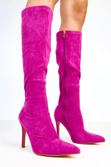 Botas de cano alto roxas de salto alto até o joelho Brooke 2