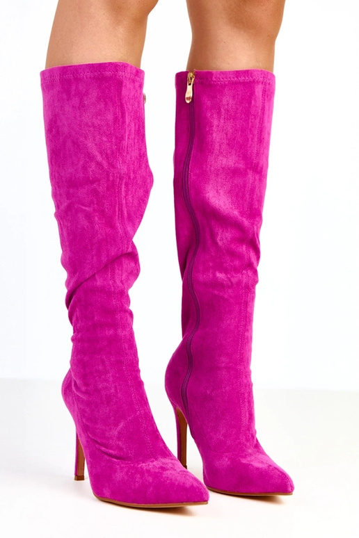 Botas de cano alto roxas de salto...