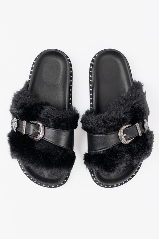 Chinelos z ekofutra z dekoracyjną klamrą