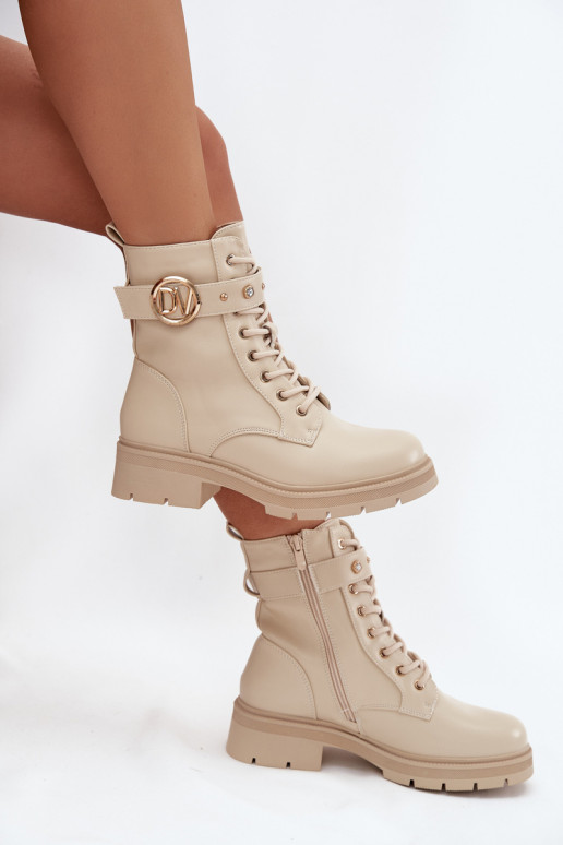 Botas de trabalho femininas com aquecimento e detalhes decorativos, cor areia, Talyssa Botas de trabalho femininas com aquecimento e detalhes decorativos, cor areia, Talyssa