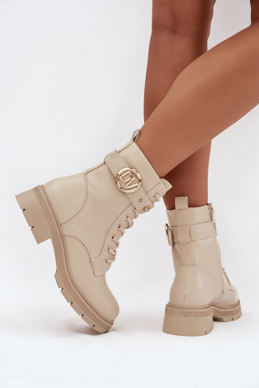 Botas de trabalho femininas com aquecimento e detalhes decorativos, cor areia, Talyssa Botas de trabalho femininas com aquecimento e detalhes decorativos, cor areia, Talyssa