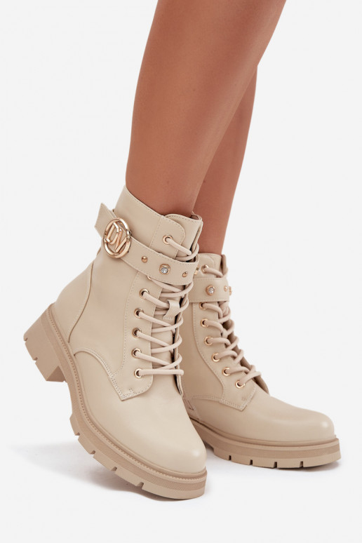 Botas de trabalho femininas com aquecimento e detalhes decorativos, cor areia, Talyssa Botas de trabalho femininas com aquecimento e detalhes decorativos, cor areia, Talyssa