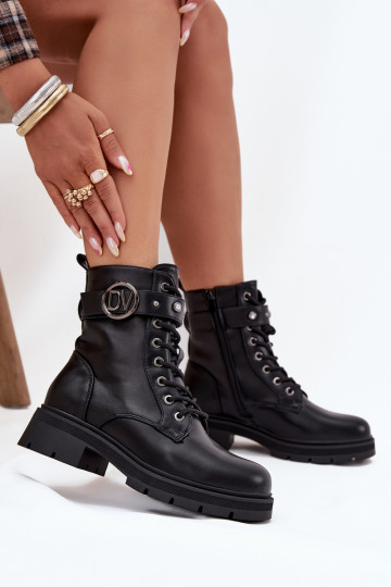 Botas de trabalho femininas com aquecimento e detalhes decorativos, cor preta, Talyssa