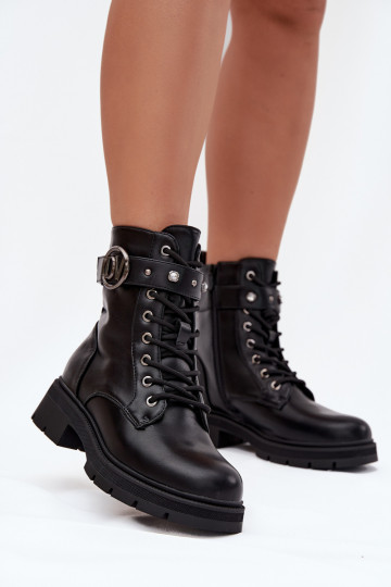 Botas de trabalho femininas com aquecimento e detalhes decorativos, cor preta, Talyssa 2