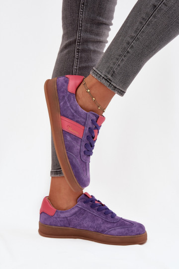 Tênis feminino de camurça Vinceza 79576 na cor roxa