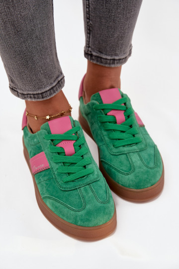 Tênis feminino de camurça Vinceza 79576 na cor verde