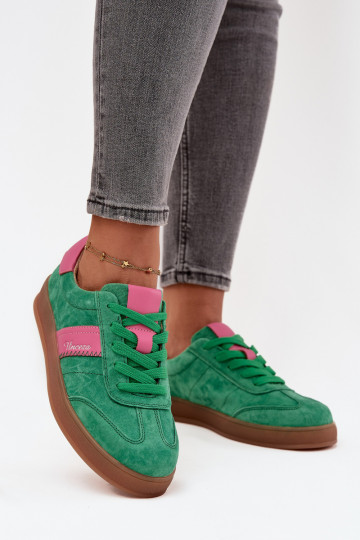 Tênis feminino de camurça Vinceza 79576 na cor verde 2