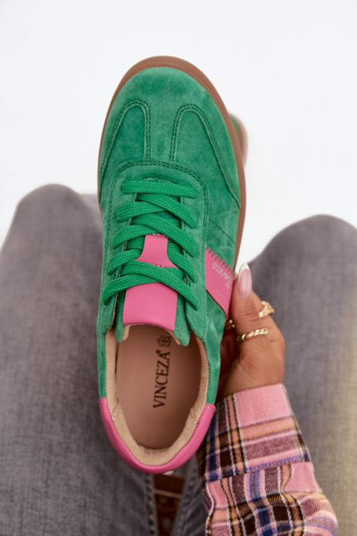 Tênis feminino de camurça Vinceza 79576 na cor verde Tênis feminino de camurça Vinceza 79576 na cor verde