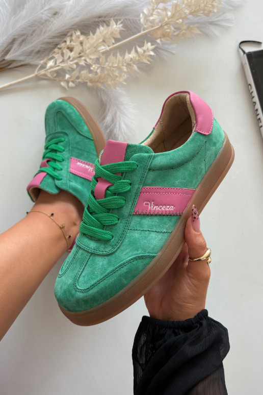 Tênis feminino de camurça Vinceza 79576 na cor verde Tênis feminino de camurça Vinceza 79576 na cor verde