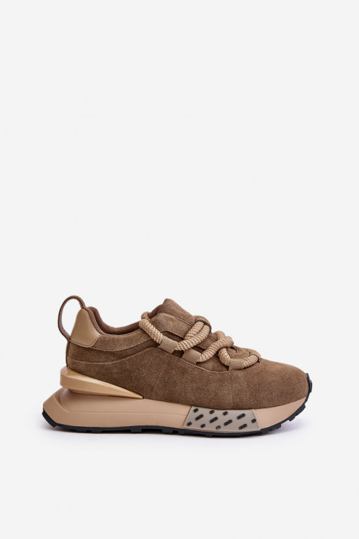 de camurça À modalo de tênis Feminino com uma plataformaGrubym Amarrandom Artiker 54C1466 cor marrom