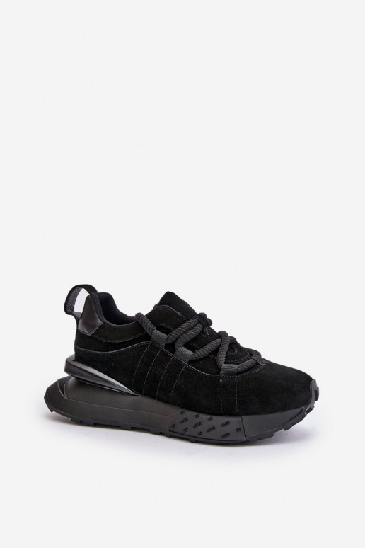 de camurça À modalo de tênis Feminino com uma plataformaGrubym Amarrandom Artiker 54C1464 cor preta