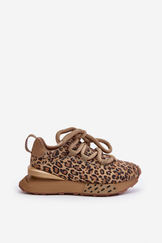 de camurça À modalo de tênis Feminino com uma plataformaGrubym Amarrandom com padrões de pele de leopardo Artiker 55C0135 cor ma
