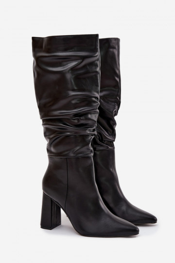 aquecimento botas femininas com salto Com babados cor preta Dariane