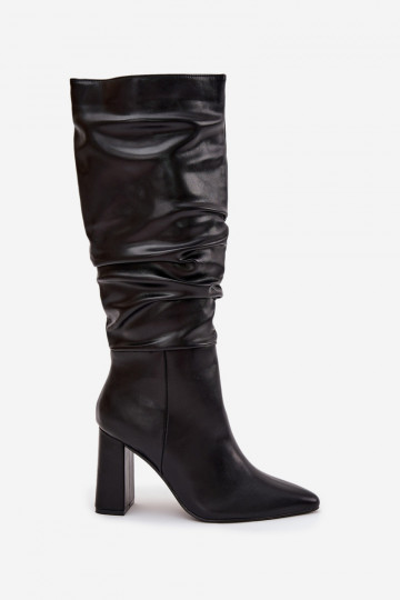 aquecimento botas femininas com salto Com babados cor preta Dariane 2