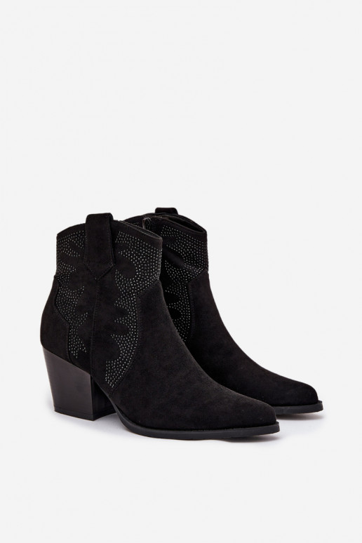 botas estilo coParaboy Feminino aquecimento Com decoração com salto cor preta Arabella