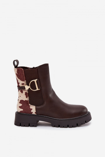 aquecimento botas elegantes Feminino Ze cor douradam Detalem EM Łaty cor marrom Priscilla 2