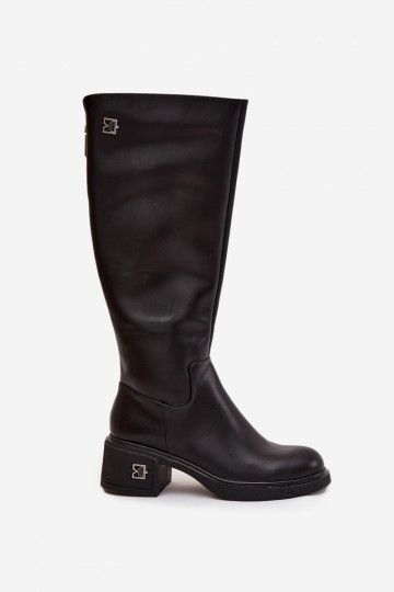 Pele botas femininas De salto baixo aquecimento Vinceza 66823 cor preta 2
