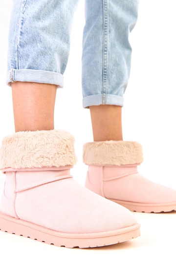 Botas de neve rosas com pele e plataforma Meggi