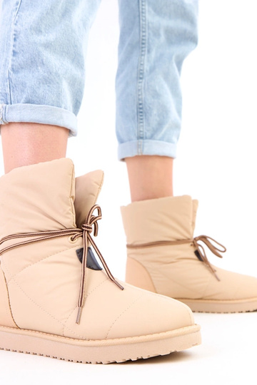 Bota de neve feminina cor areia com cadarço decorativo "Temira"