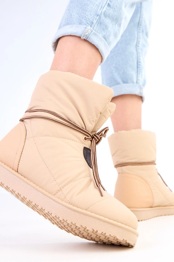 Bota de neve feminina cor areia com cadarço decorativo "Temira" 2