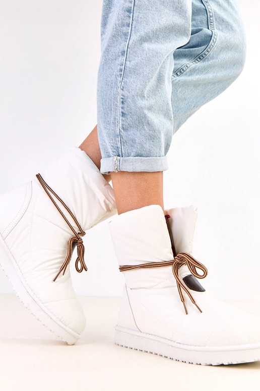 Bota de neve feminina branca com...