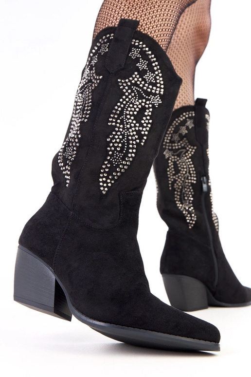 Botas cowboy pretas de salto baixo...