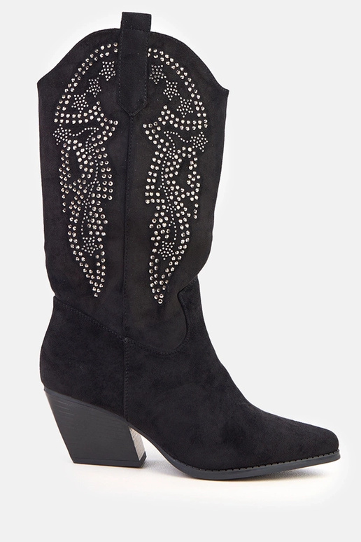 Botas cowboy pretas de salto baixo...