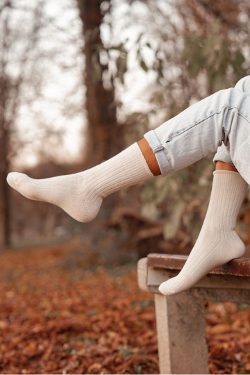 Meias Feminino EMełniane cor de marfim