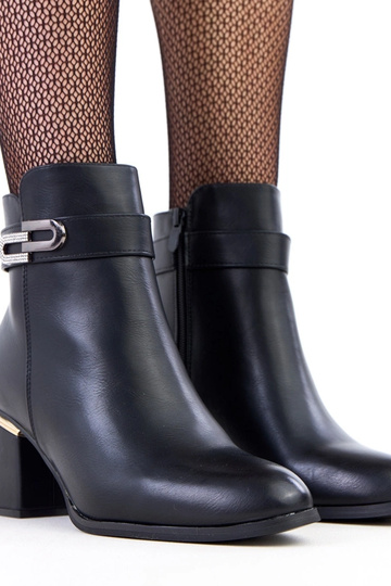 Botas de salto alto pretas com pedras de zircônia Elefat 2