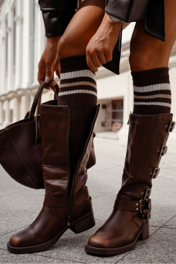 PodkolanóParaki Feminino EM Prążek com listras CzekoladoParae