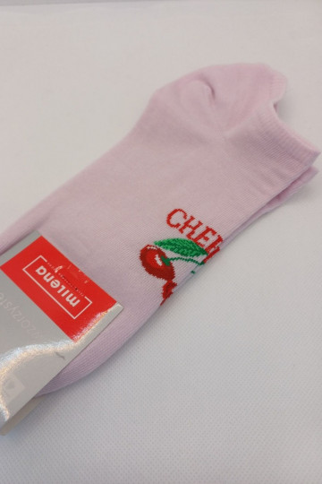Meias femininas cor rosa "CEREJAS"