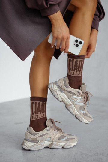 Meias femininas cor chocolate "CIAO BELLA"