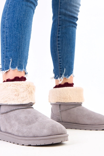 Botas de neve cinzas com pelo em plataforma Meggi