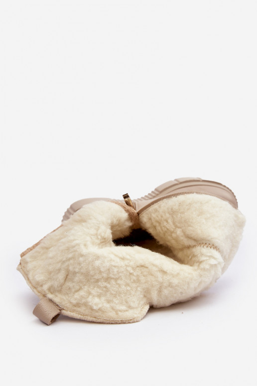 Feminino Pele botas Com Vilna bege Bayla