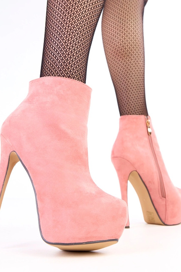 Botins rosa de camurça com...