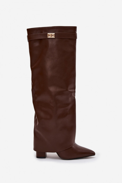 botas femininas Eko PeleEMyParainiętą CholeParaką com salto cor marrom Avamora botas femininas Eko PeleEMyParainiętą CholeParaką com salto cor marrom Avamora
