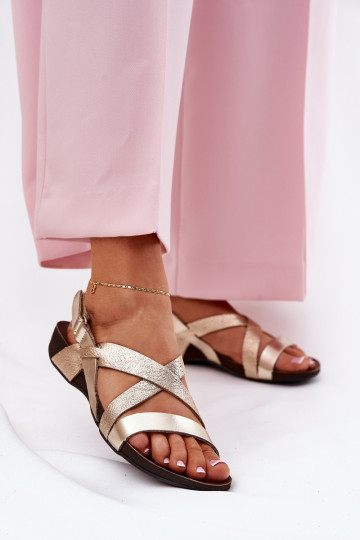 isósceles Sandálias femininas Feminino Zazoo 40032 cor dourada 2