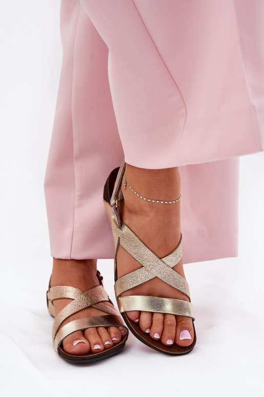 isósceles Sandálias femininas Feminino Zazoo 40032 cor dourada