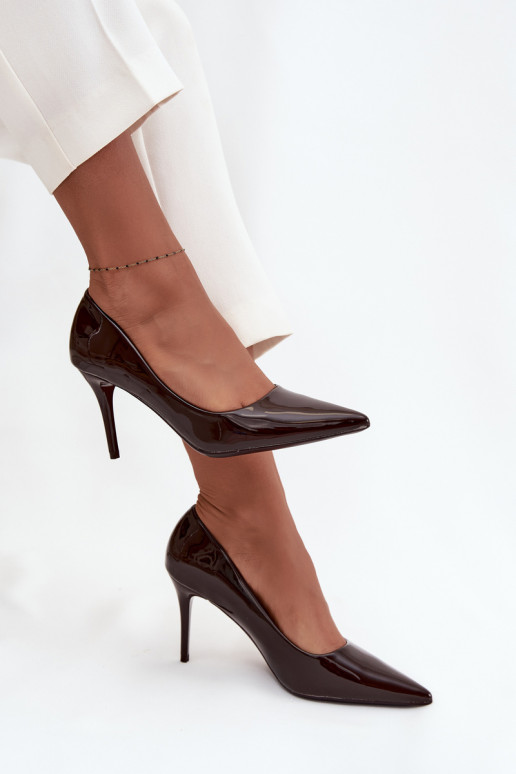 com efeito verniz Eko Pele sapatos de salto alto Feminino Ze Szpiczastymi Noskami CzekoladoParae Jadira com efeito verniz Eko Pele sapatos de salto alto Feminino Ze Szpiczastymi Noskami CzekoladoParae Jadira