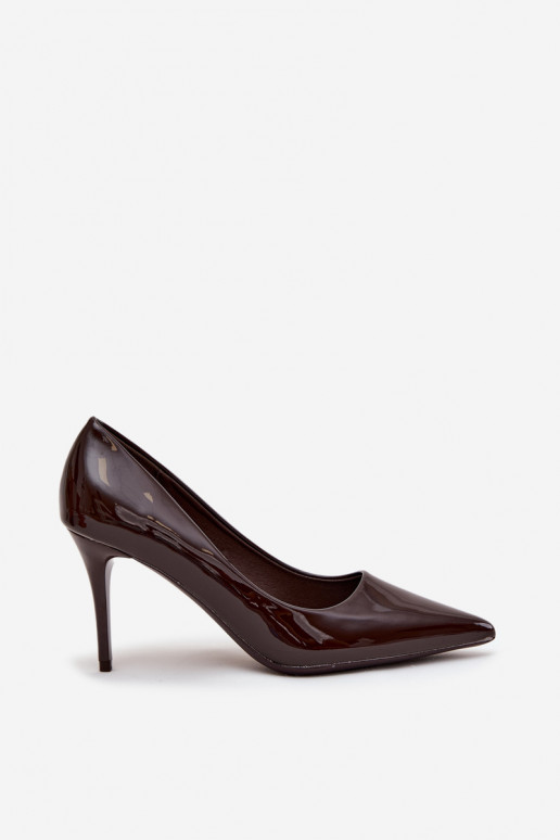 com efeito verniz Eko Pele sapatos de salto alto Feminino Ze Szpiczastymi Noskami CzekoladoParae Jadira com efeito verniz Eko Pele sapatos de salto alto Feminino Ze Szpiczastymi Noskami CzekoladoParae Jadira