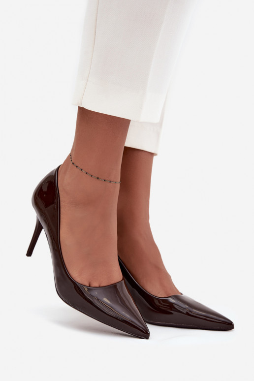 com efeito verniz Eko Pele sapatos de salto alto Feminino Ze Szpiczastymi Noskami CzekoladoParae Jadira com efeito verniz Eko Pele sapatos de salto alto Feminino Ze Szpiczastymi Noskami CzekoladoParae Jadira